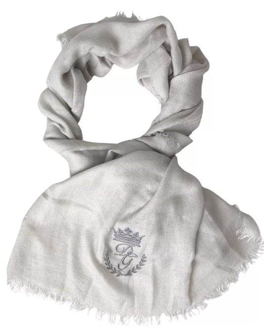 Dolce & Gabbana Grey Cashmere Wrap Shawl Fringed Scarf