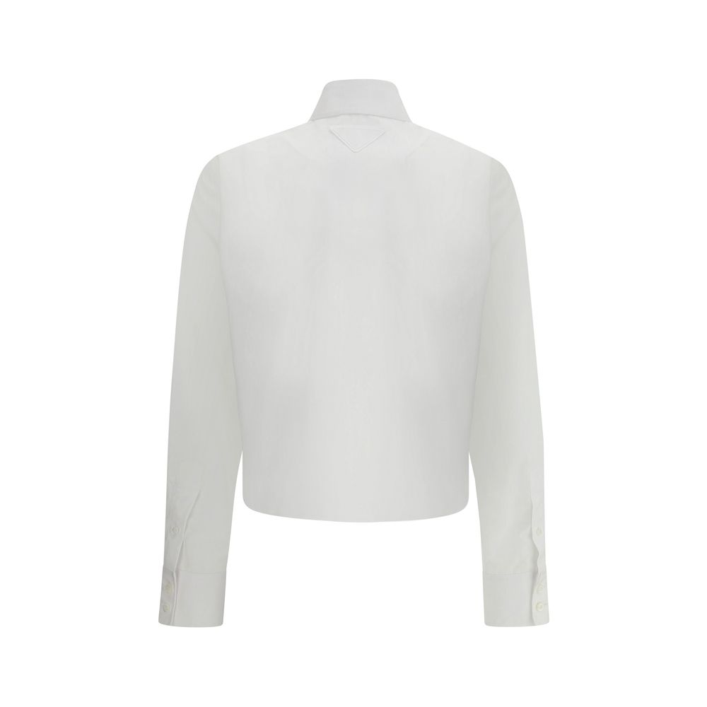 Prada Cropped Cotton Shirt with Jewel Detail