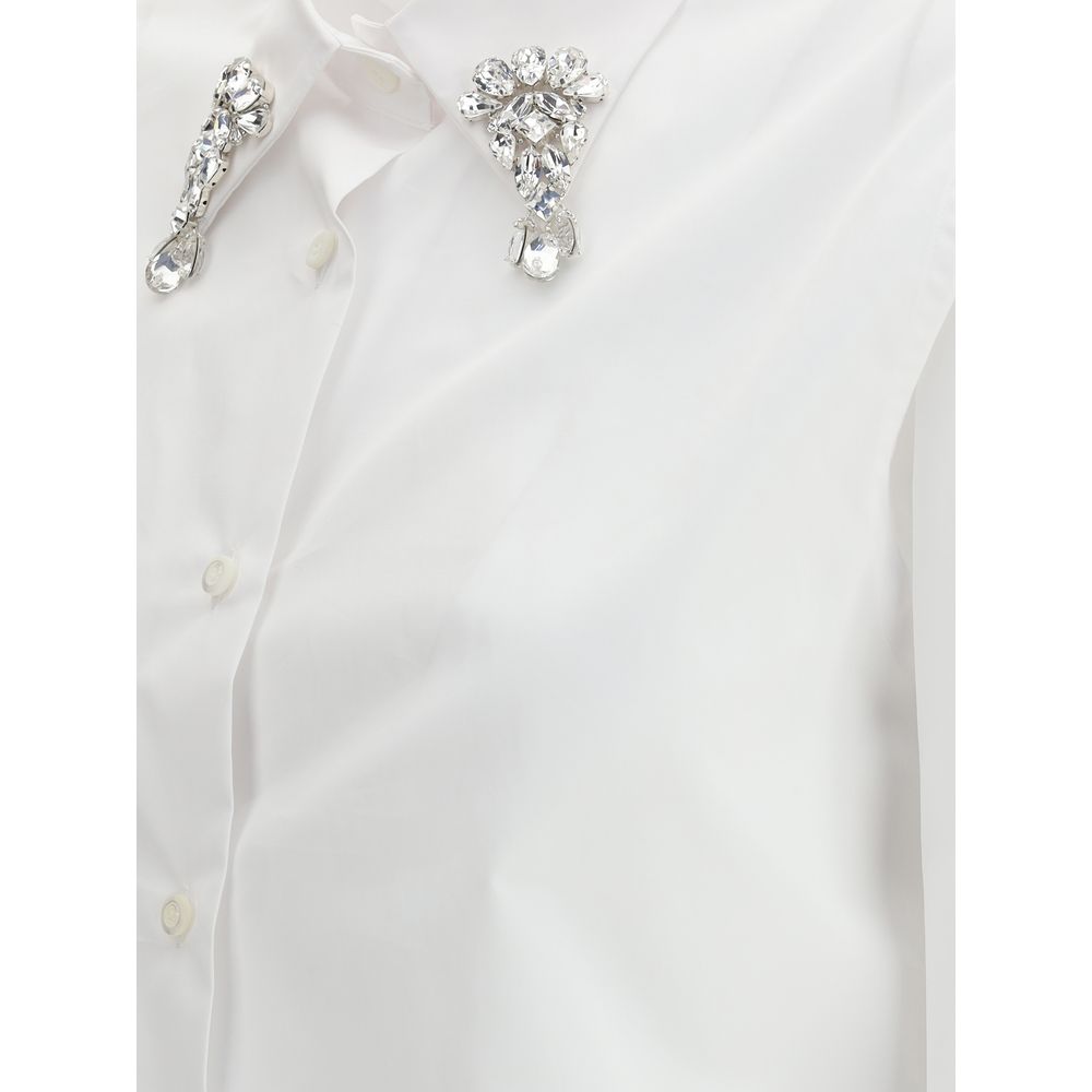 Prada Cropped Cotton Shirt with Jewel Detail