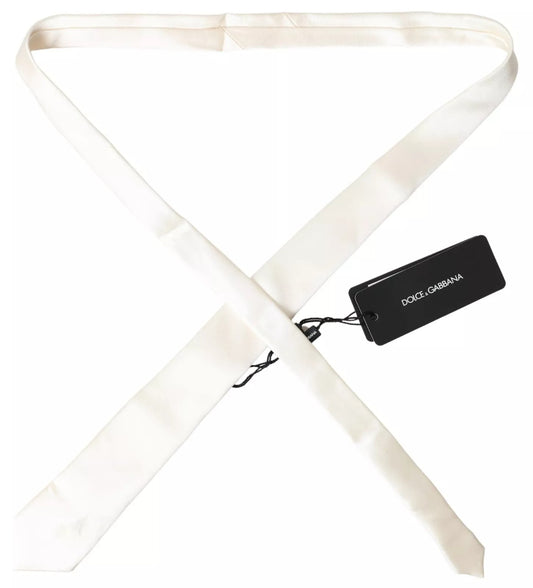 Dolce & Gabbana Off White Satin Silk Classic Necktie for Men