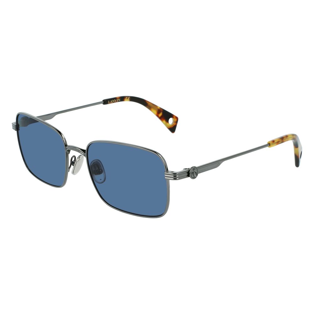 Lanvin Unisex Sunglasses – Gray Metal Frame with Blue Lenses, 56mm