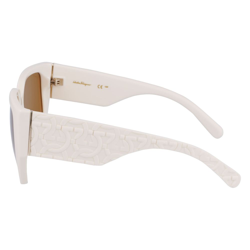 Ferragamo Women’s Sunglasses – Chic White Bio Injected Frame, 57mm