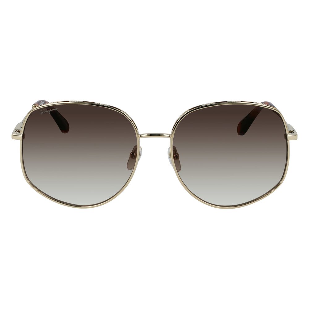 Salvatore Ferragamo Women's Gold Metal Sunglasses – Chic Pink Gradient Lenses, 61mm
