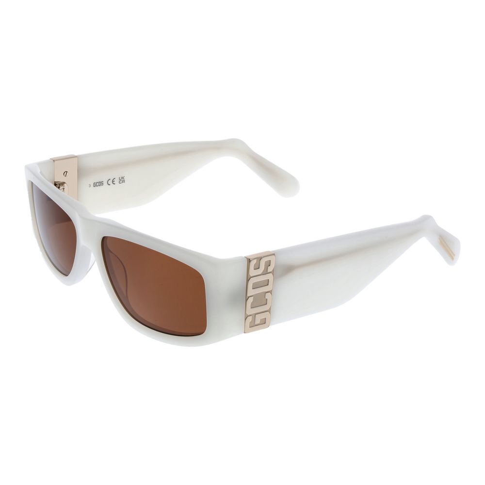 GCDS Unisex Sunglasses – White Frame with Brown Lenses, 57mm