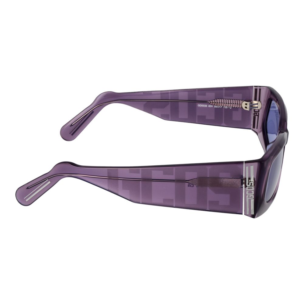 GCDS Unisex Sunglasses – Purple Frame with Blue Lenses, 55mm