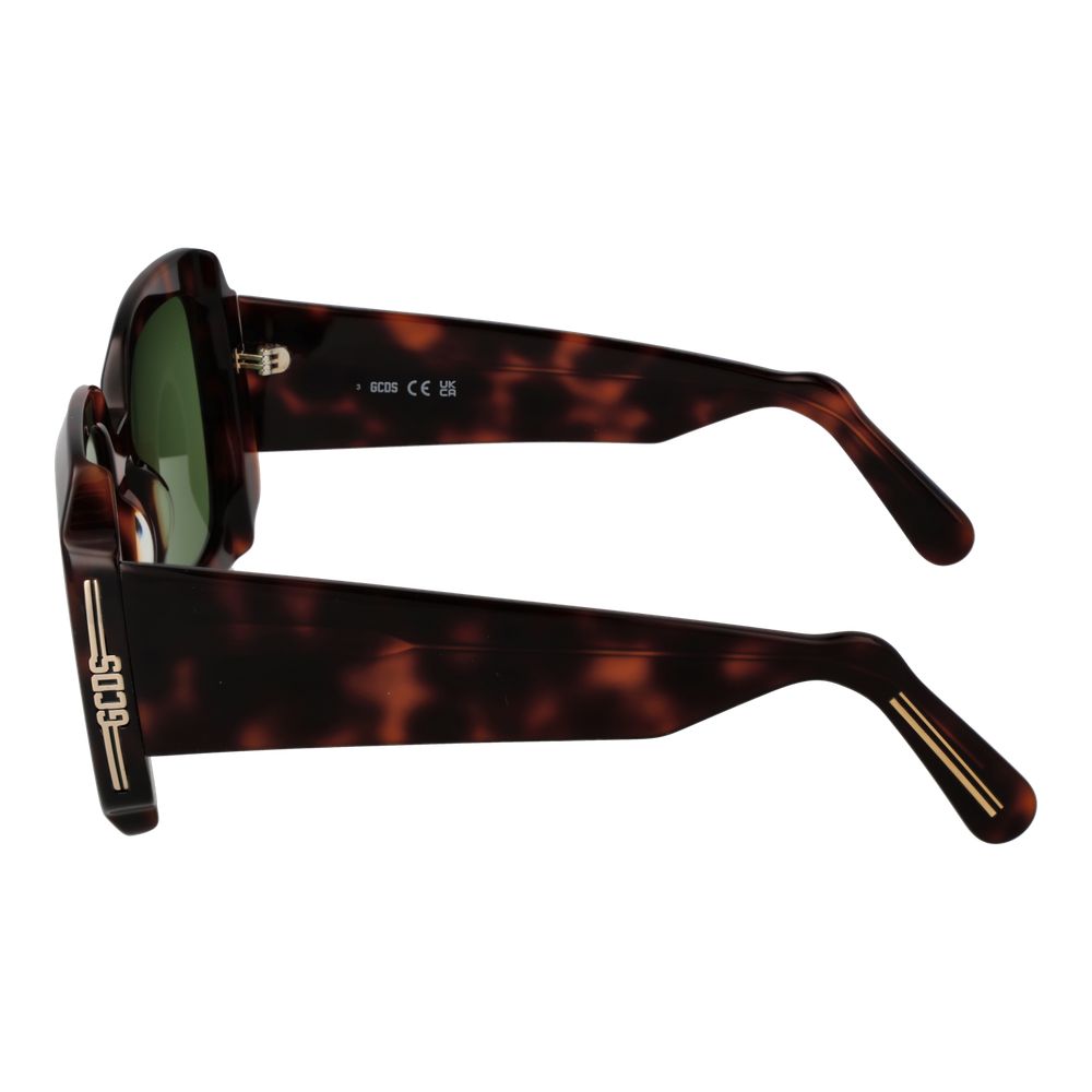 GCDS Unisex Brown Sunglasses – Square Frame with Green Lenses, 57mm