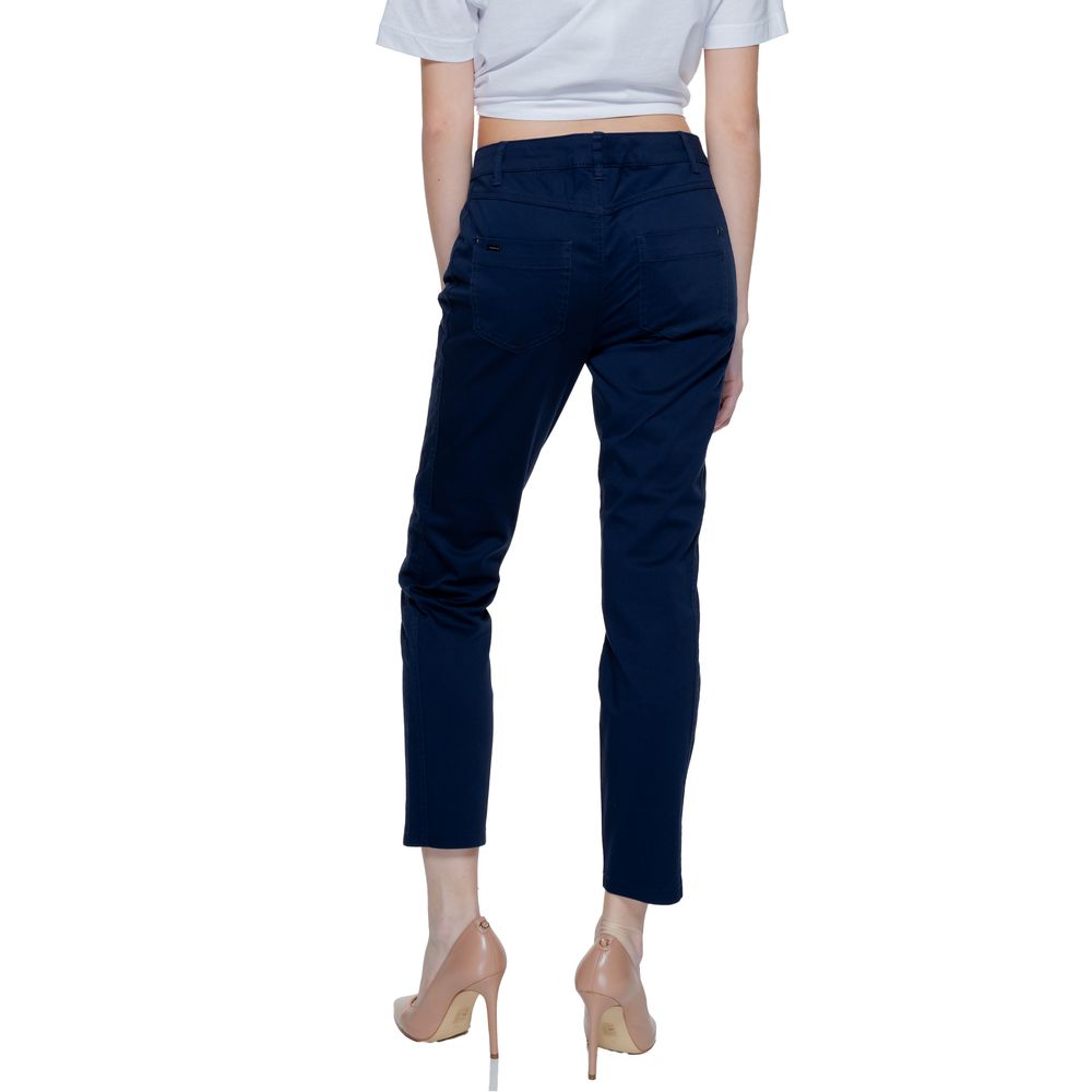 Street One Blue Cotton Cigarette Pants for Women