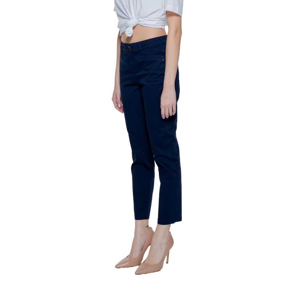 Street One Blue Cotton Cigarette Pants for Women