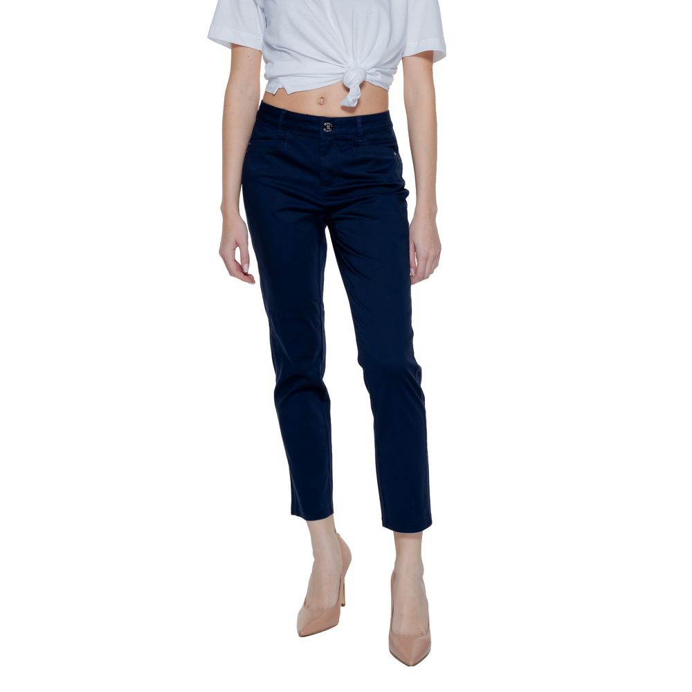 Street One Blue Cotton Cigarette Pants for Women