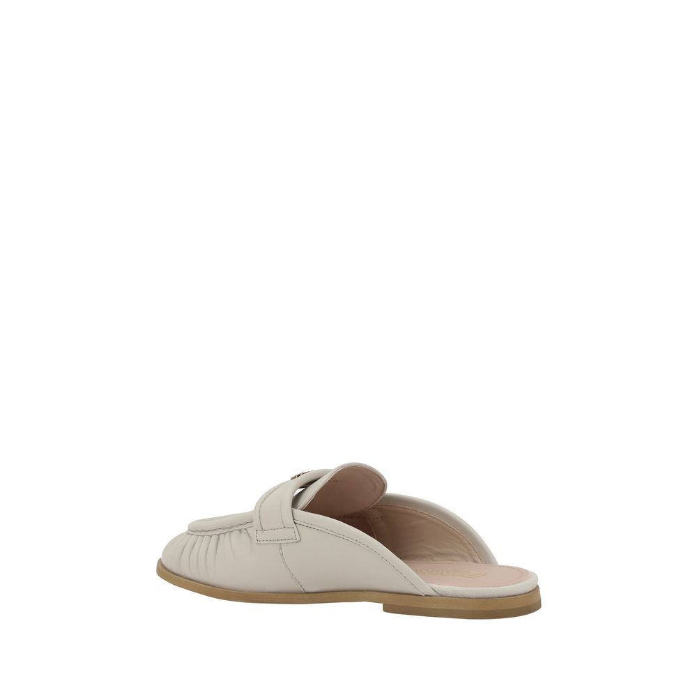 Naty Leather Mules with Love Birds Plaque by PINKO
