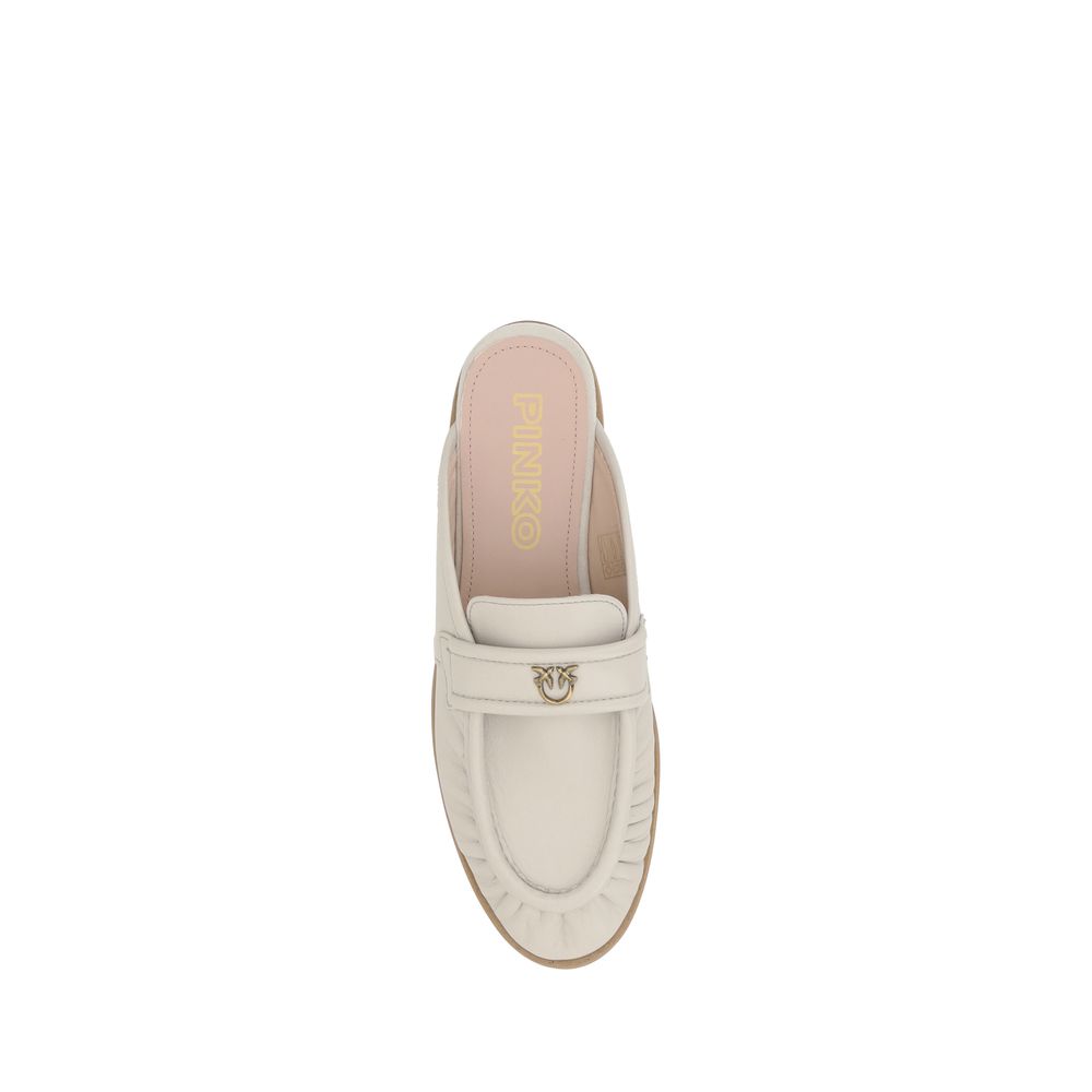 Naty Leather Mules with Love Birds Plaque by PINKO