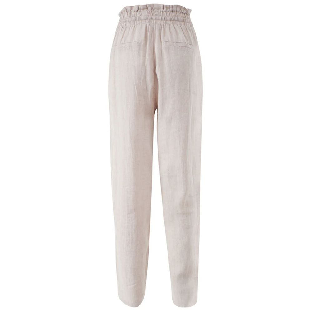 Yes Zee Beige Linen Blend Trousers
