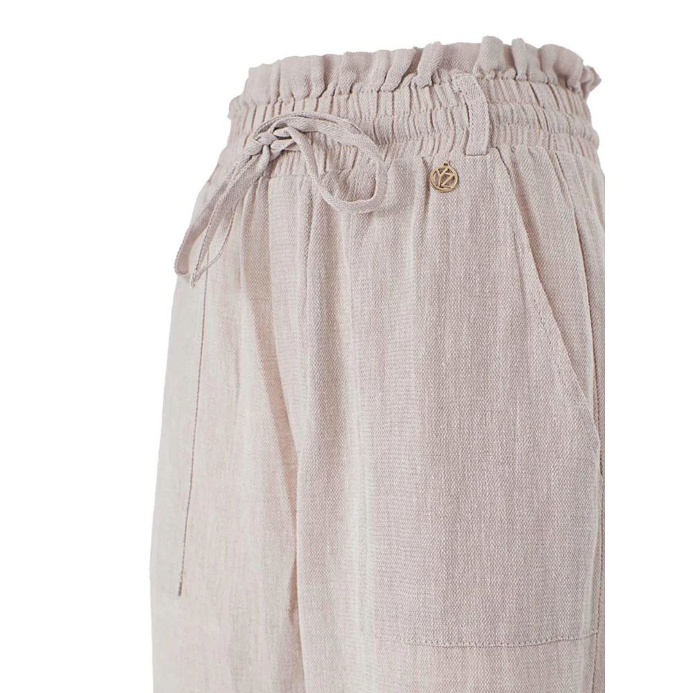 Yes Zee Beige Linen Blend Trousers