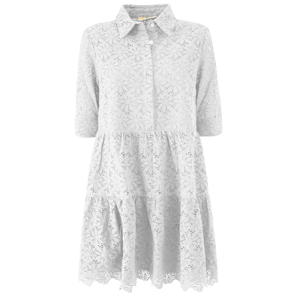 Yes Zee Floral Embroidered Cotton Lace Chemisier Dress