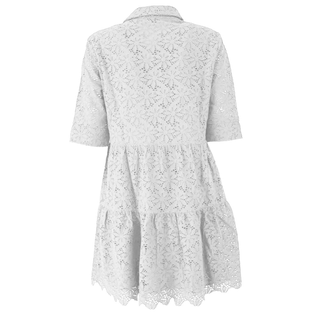 Yes Zee Floral Embroidered Cotton Lace Chemisier Dress