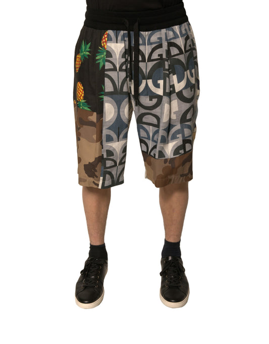 Dolce & Gabbana Multicolour Patchwork Linen Bermuda Shorts