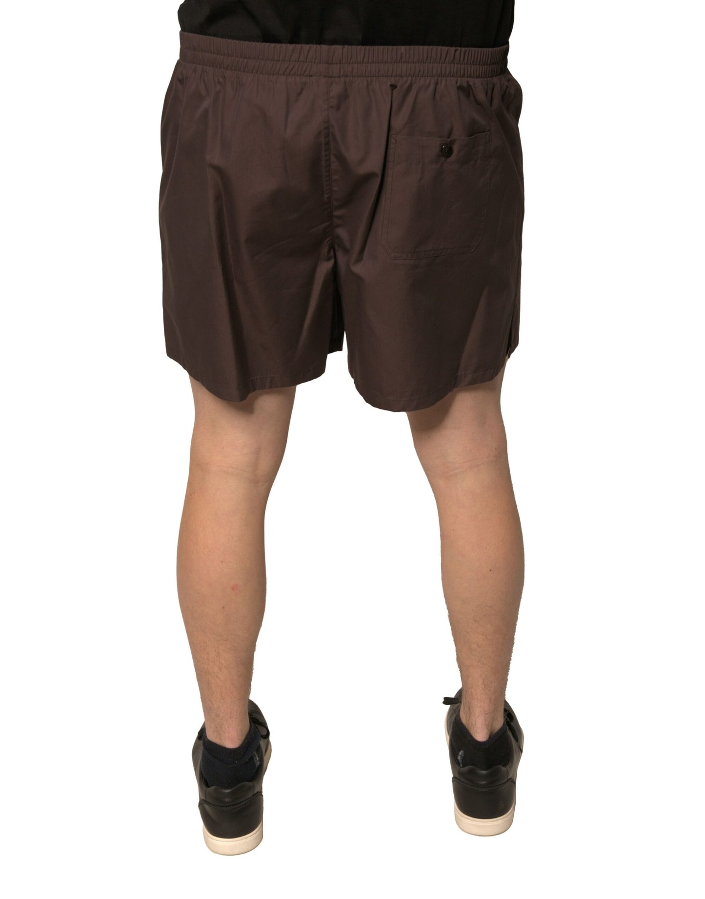 Dolce & Gabbana Brown Cotton Blend Mid Waist Shorts for Men
