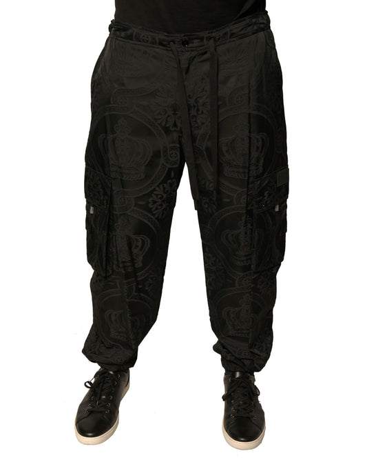 Dolce & Gabbana Black Crown Nylon Jogger Sweatpants