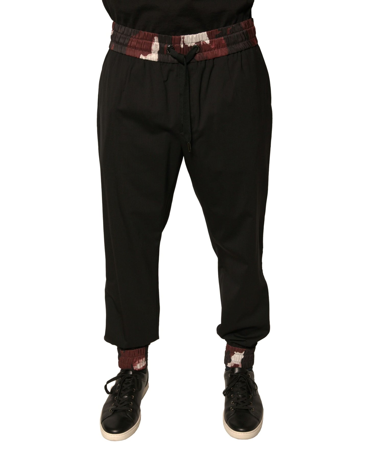 Dolce & Gabbana Black Camouflage Wool Jogger Sweatpants