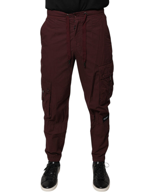 Dolce & Gabbana Bordeaux Cotton Cargo Jogger Sweatpants