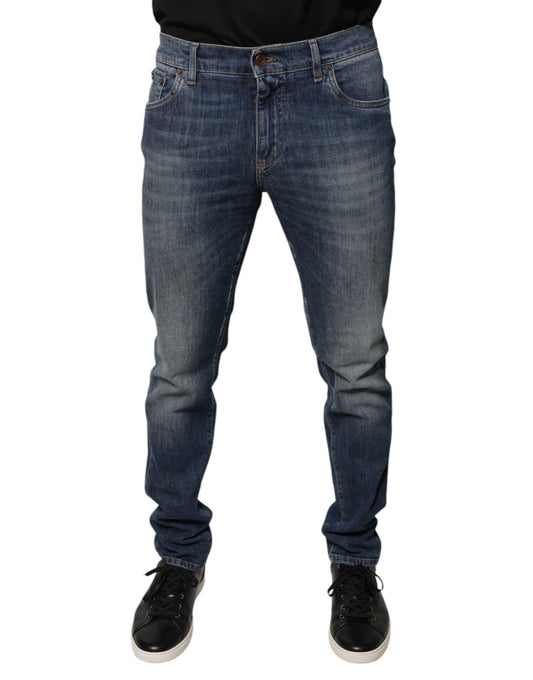Dolce & Gabbana Men's Blue DG Crown Logo Skinny Denim Jeans