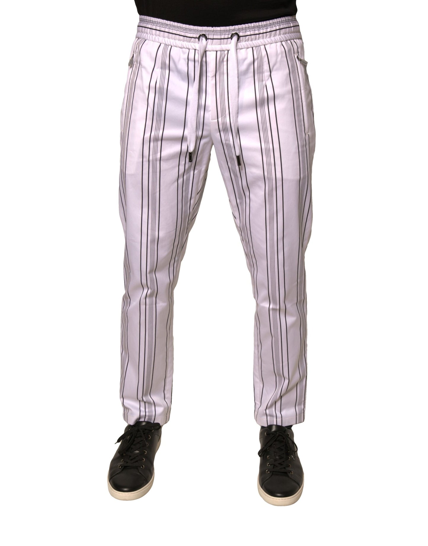 Dolce & Gabbana White Stripe Cotton Dress Pants