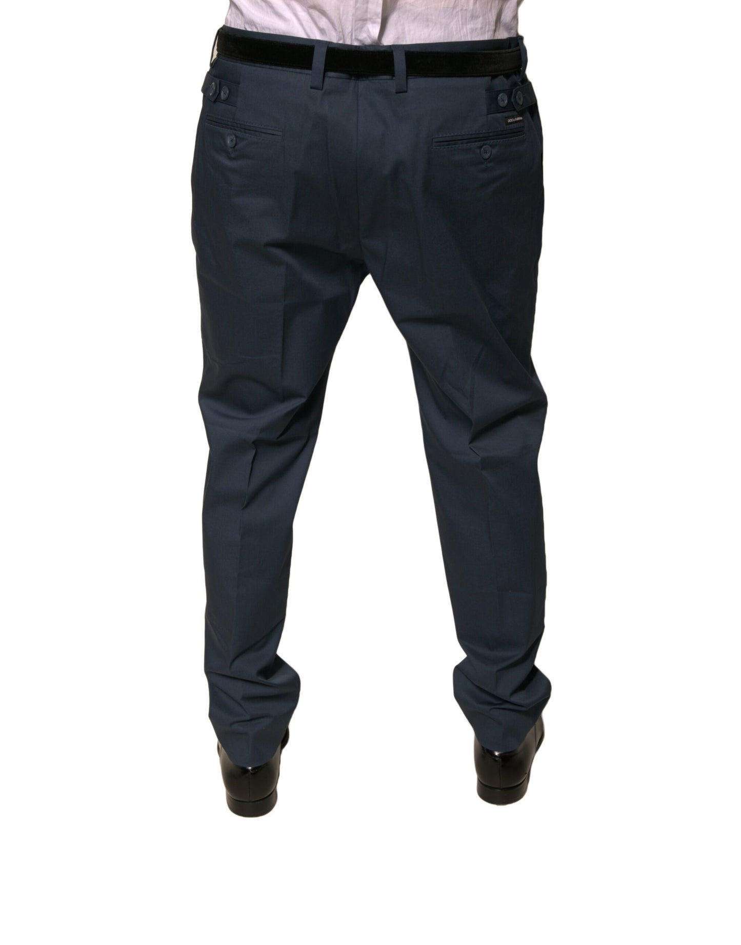 Dolce & Gabbana Dark Blue Cotton Stretch Skinny Men's Dress Pants