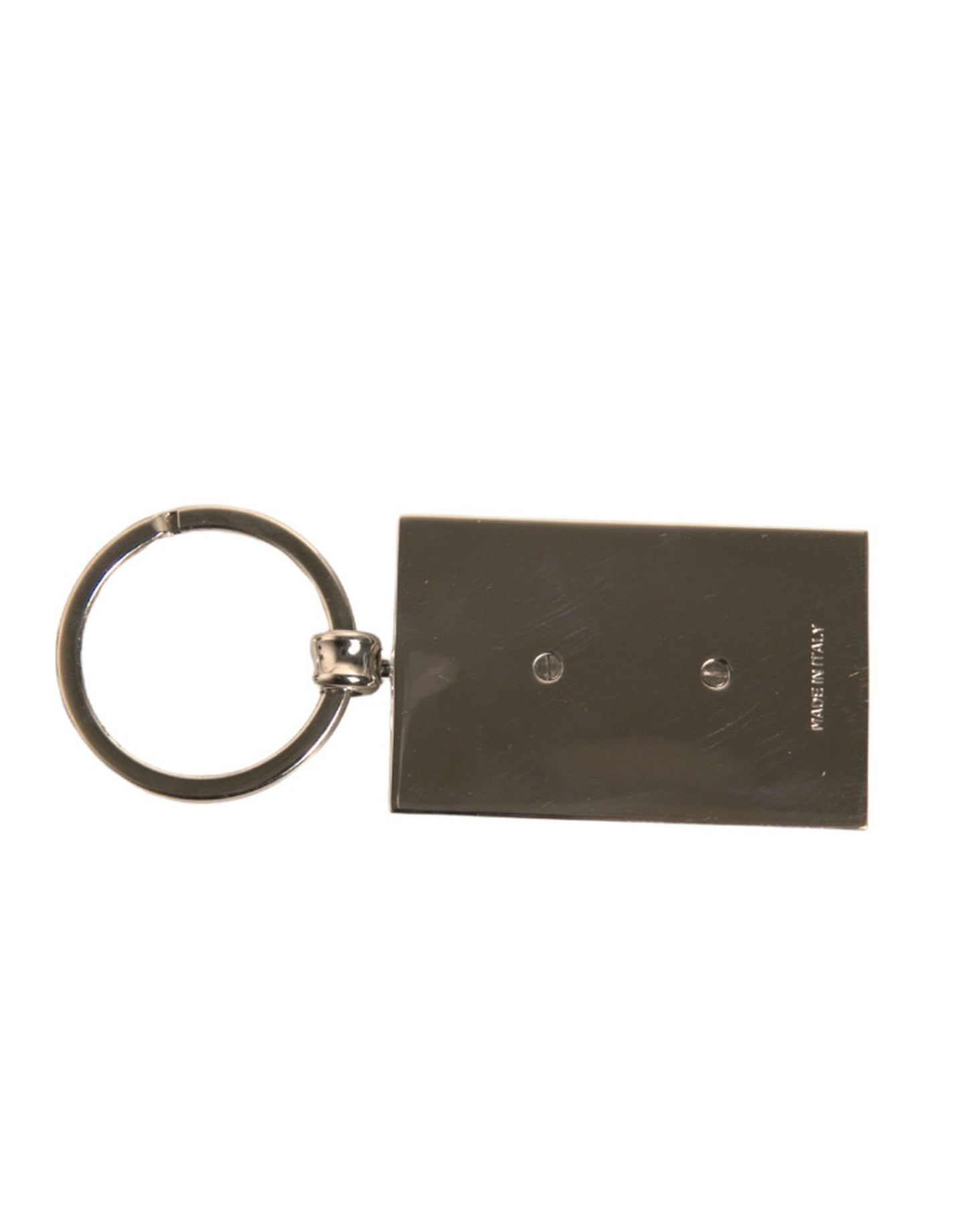 Dolce & Gabbana Black Leather Logo Metal Ring Keychain