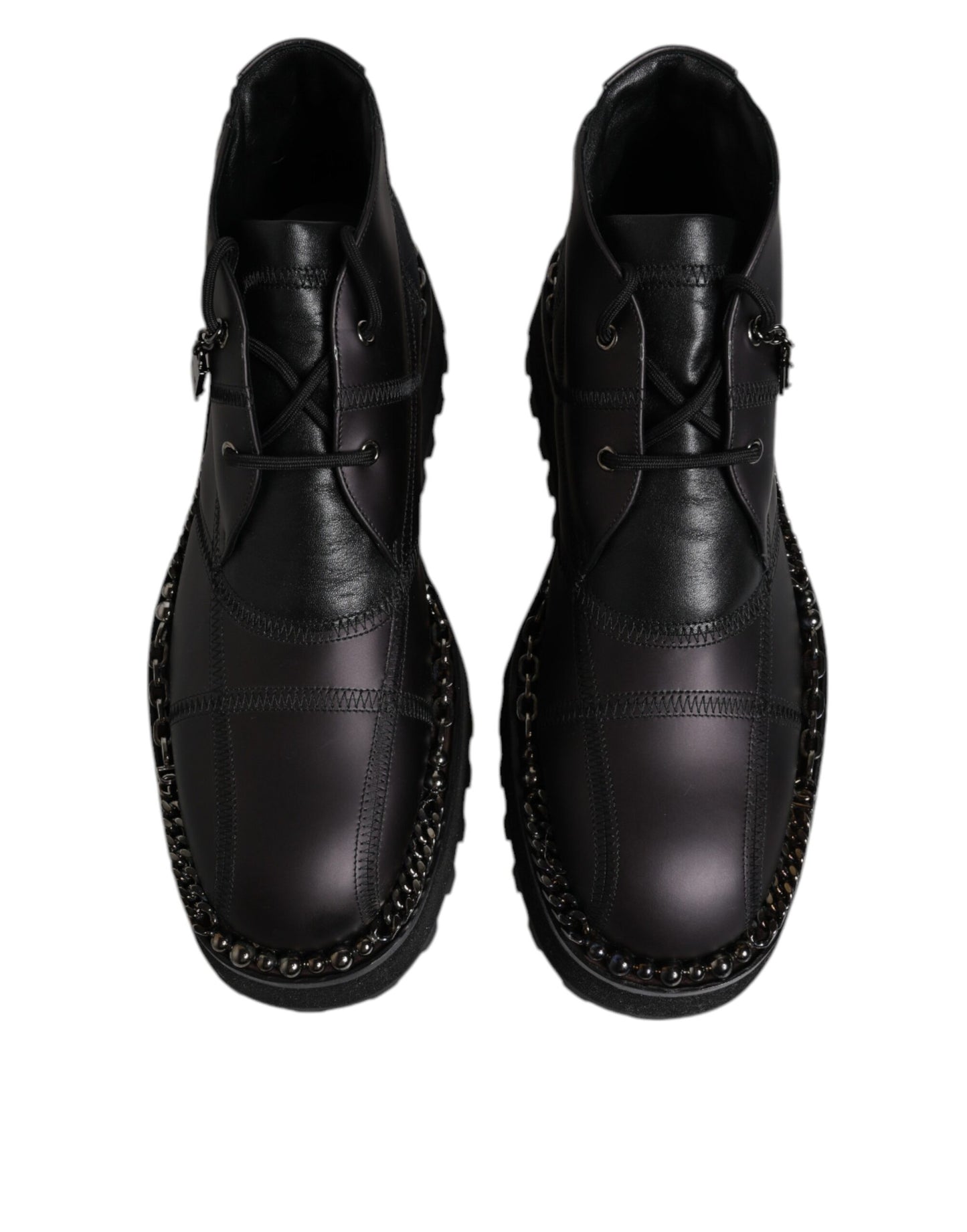 Dolce & Gabbana Black Leather Lace Up Ankle Boots