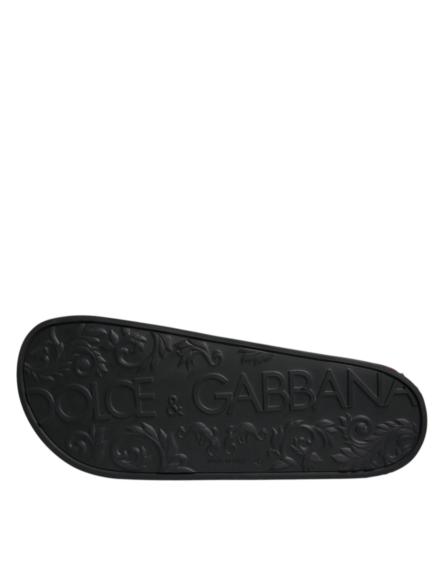 Dolce & Gabbana Black Leather Slides Sandals - Luxurious Beachwear