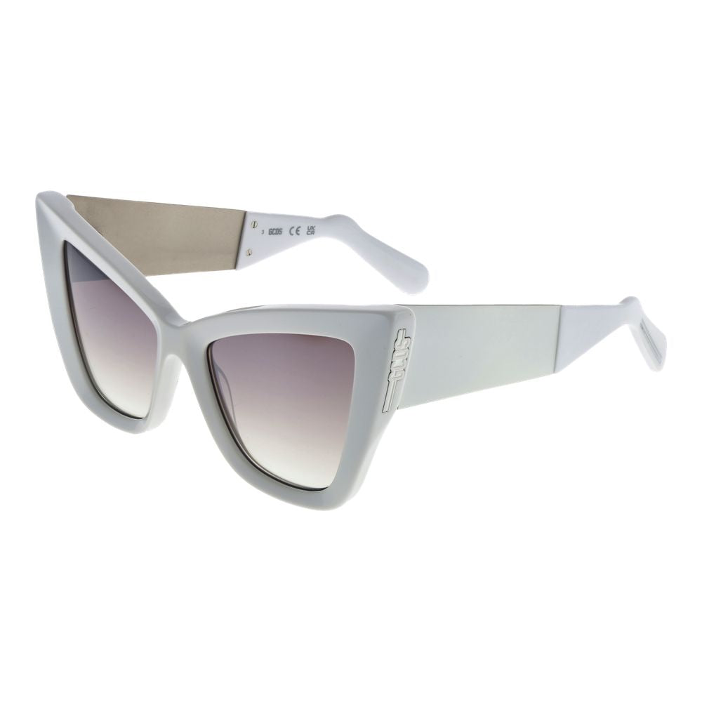 GCDS Women’s Sunglasses – White Cat Eye Frame with Brown Mirrored Lenses, 53mm