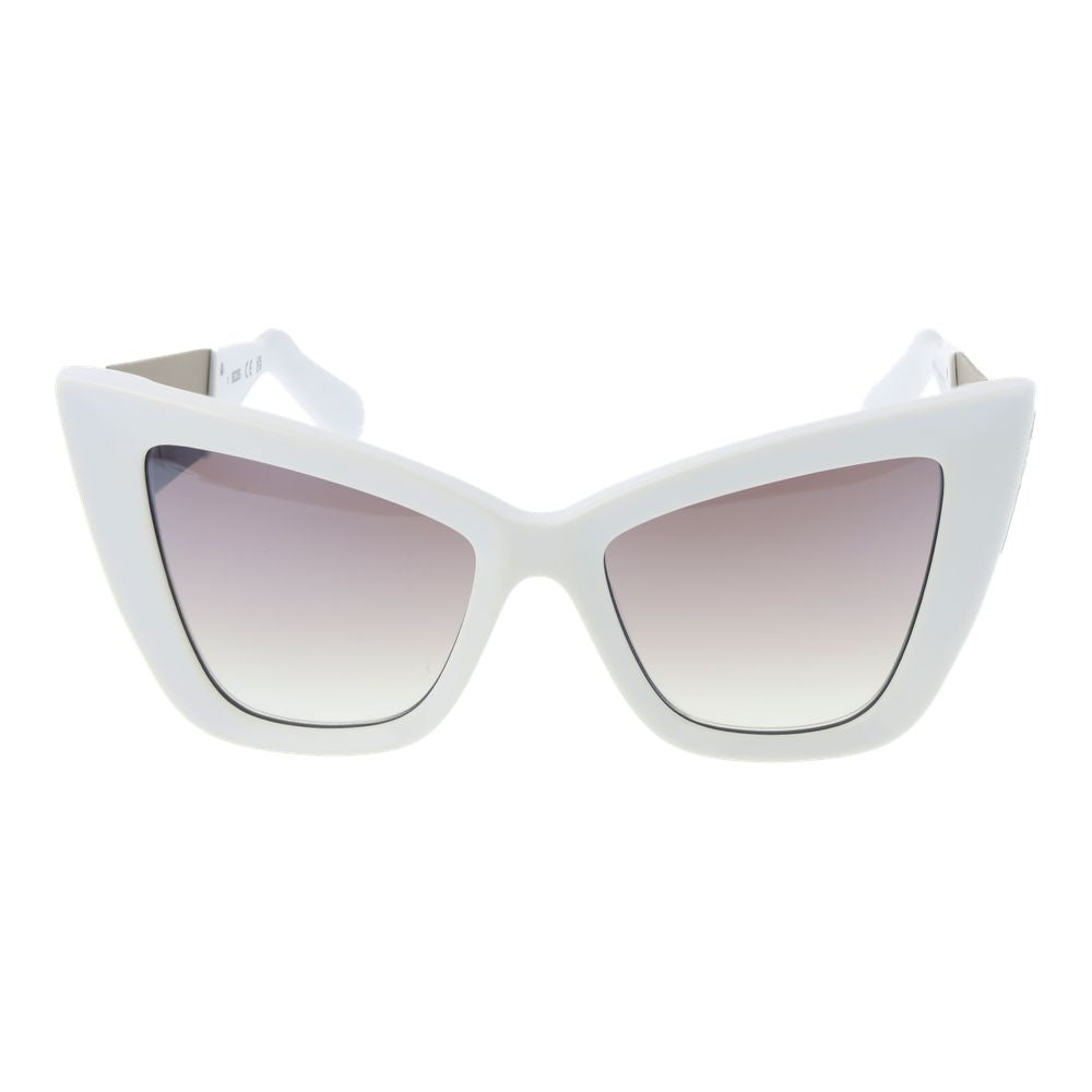 GCDS Women’s Sunglasses – White Cat Eye Frame with Brown Mirrored Lenses, 53mm