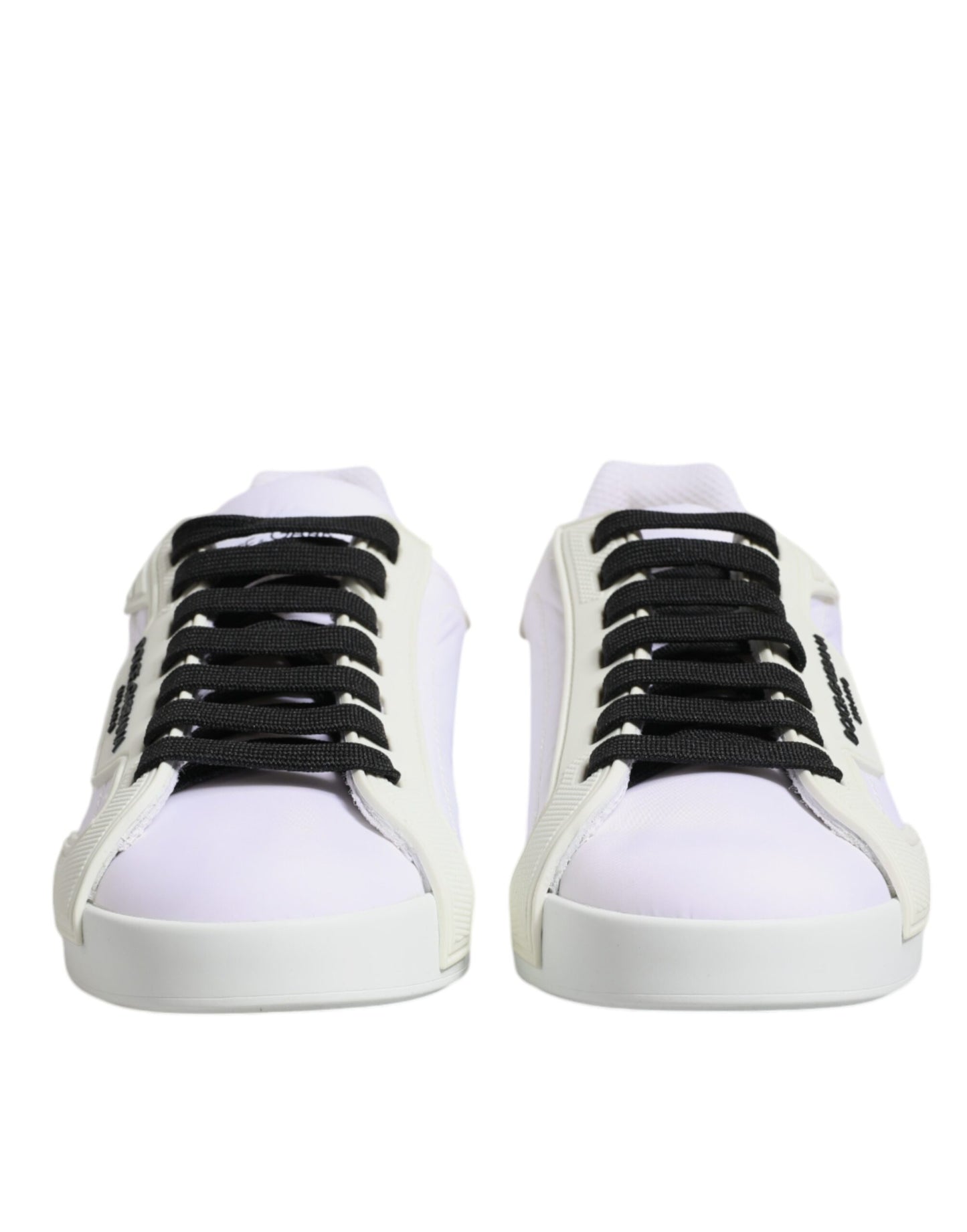 Dolce & Gabbana White Nylon Leather Low Top Sneakers