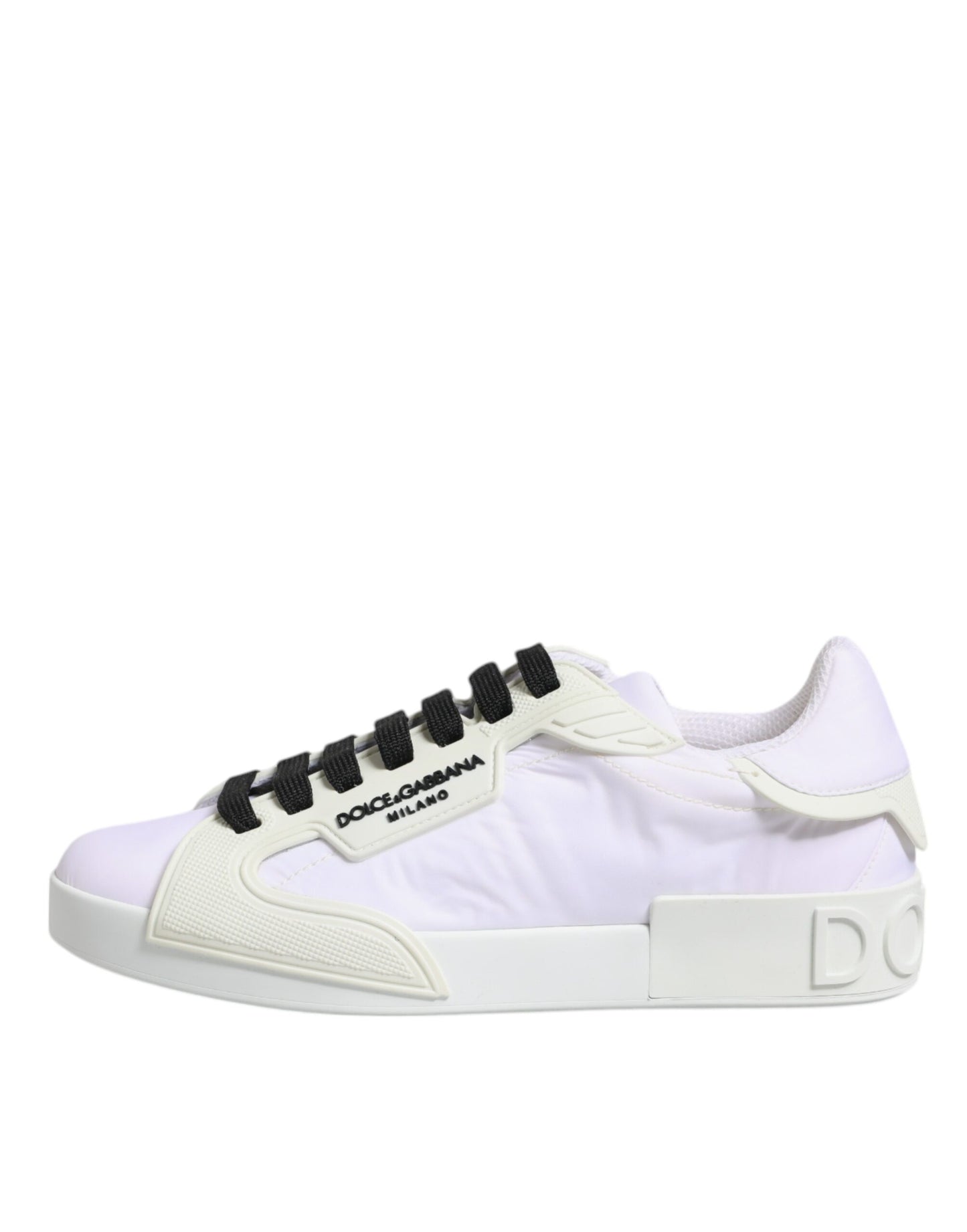 Dolce & Gabbana White Nylon Leather Low Top Sneakers