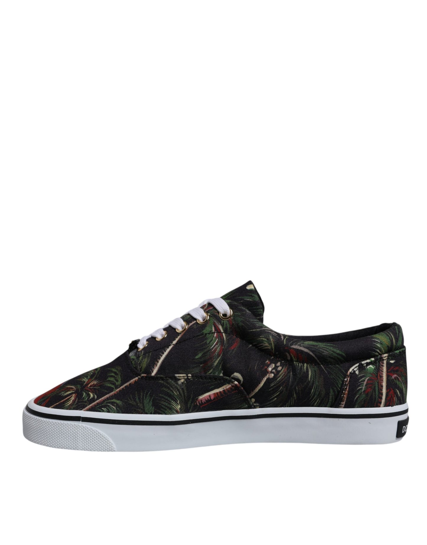 Dolce & Gabbana Black Tropical Print Low Top Sneakers