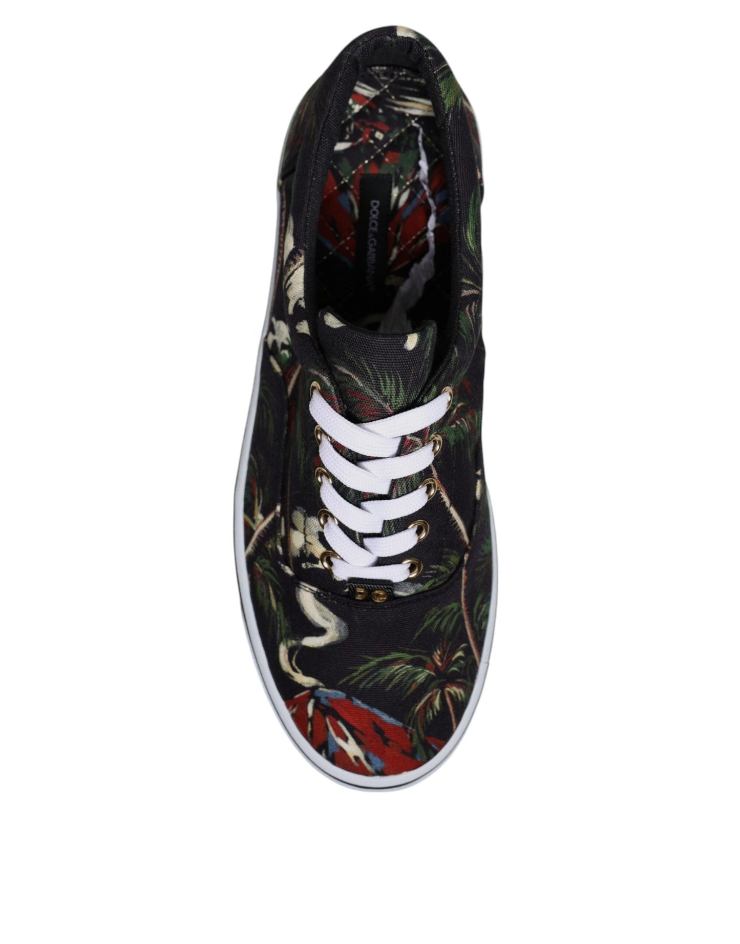 Dolce & Gabbana Black Tropical Print Low Top Sneakers