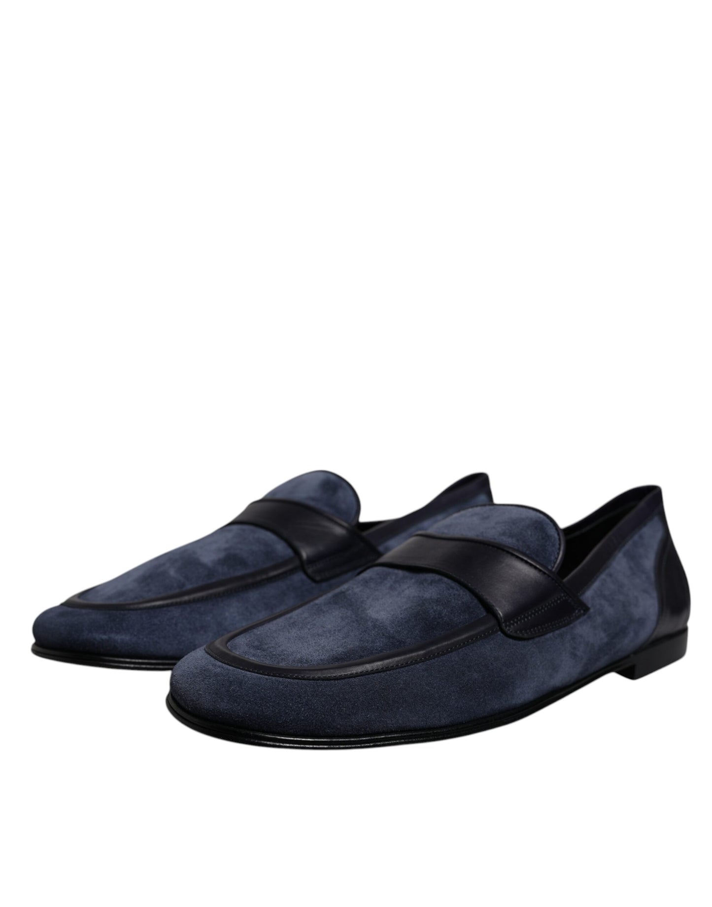 Dolce & Gabbana Blue Suede Leather Moccasin Loafers