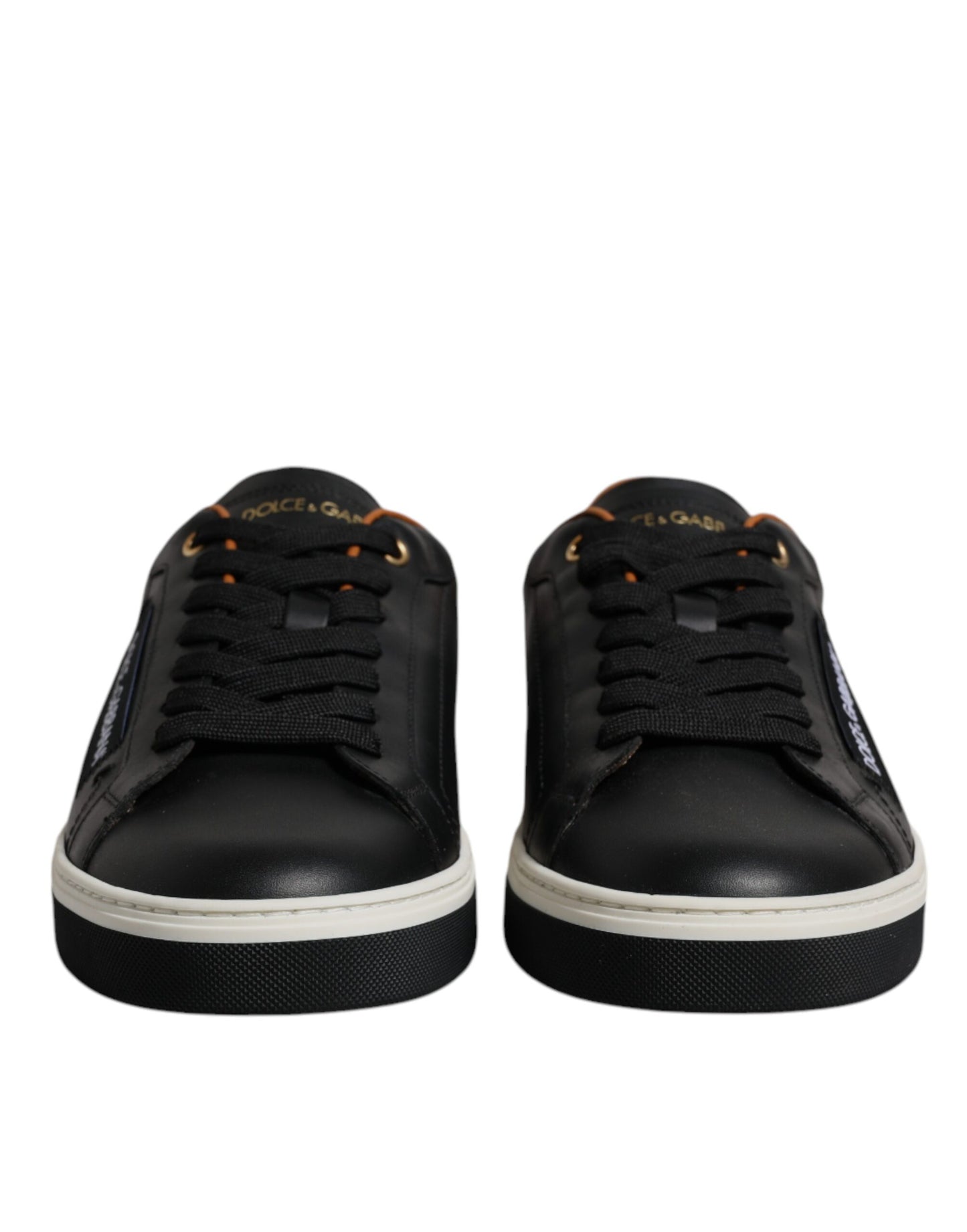 Dolce & Gabbana Black Leather Low Top Men Sneakers