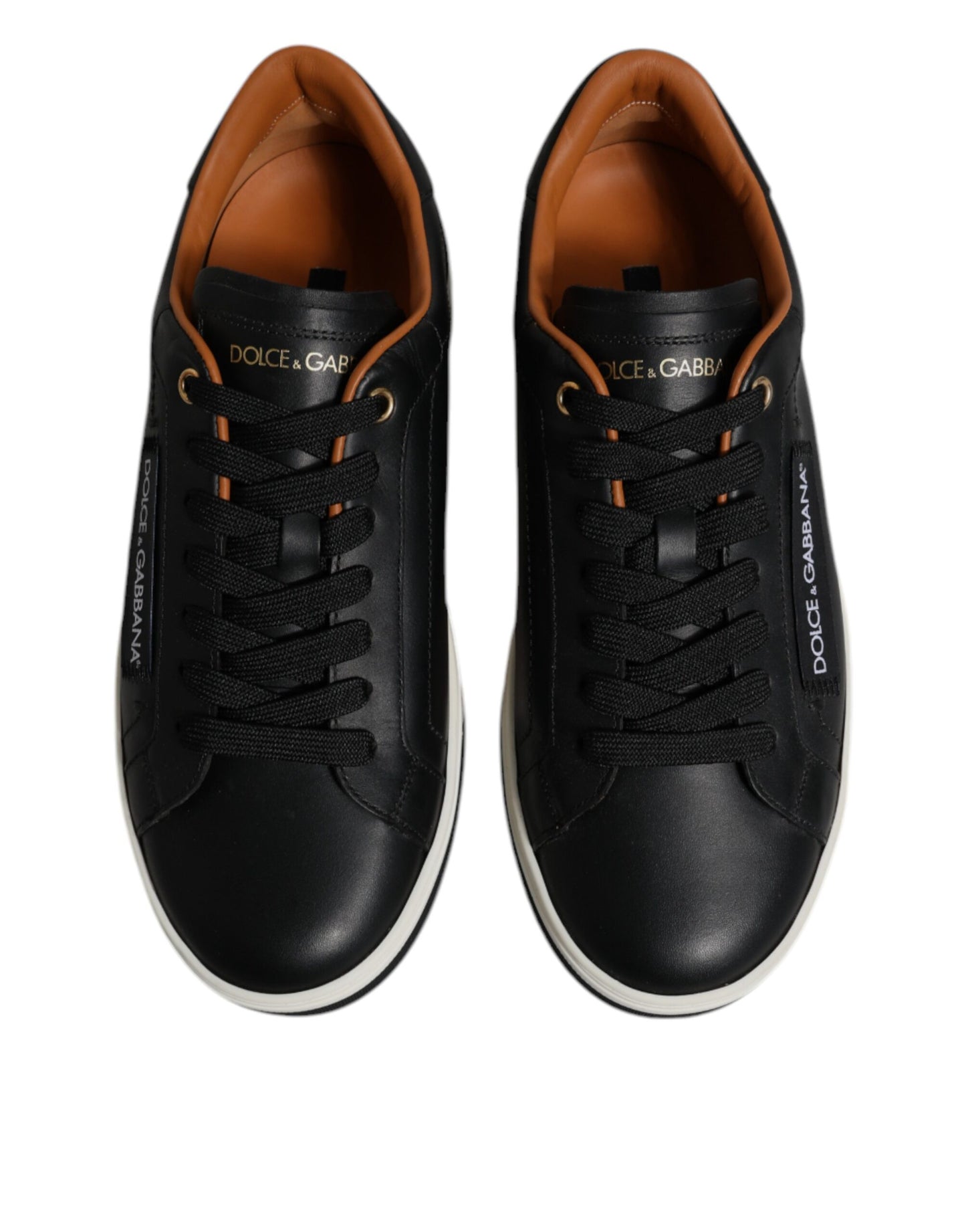 Dolce & Gabbana Black Leather Low Top Men Sneakers