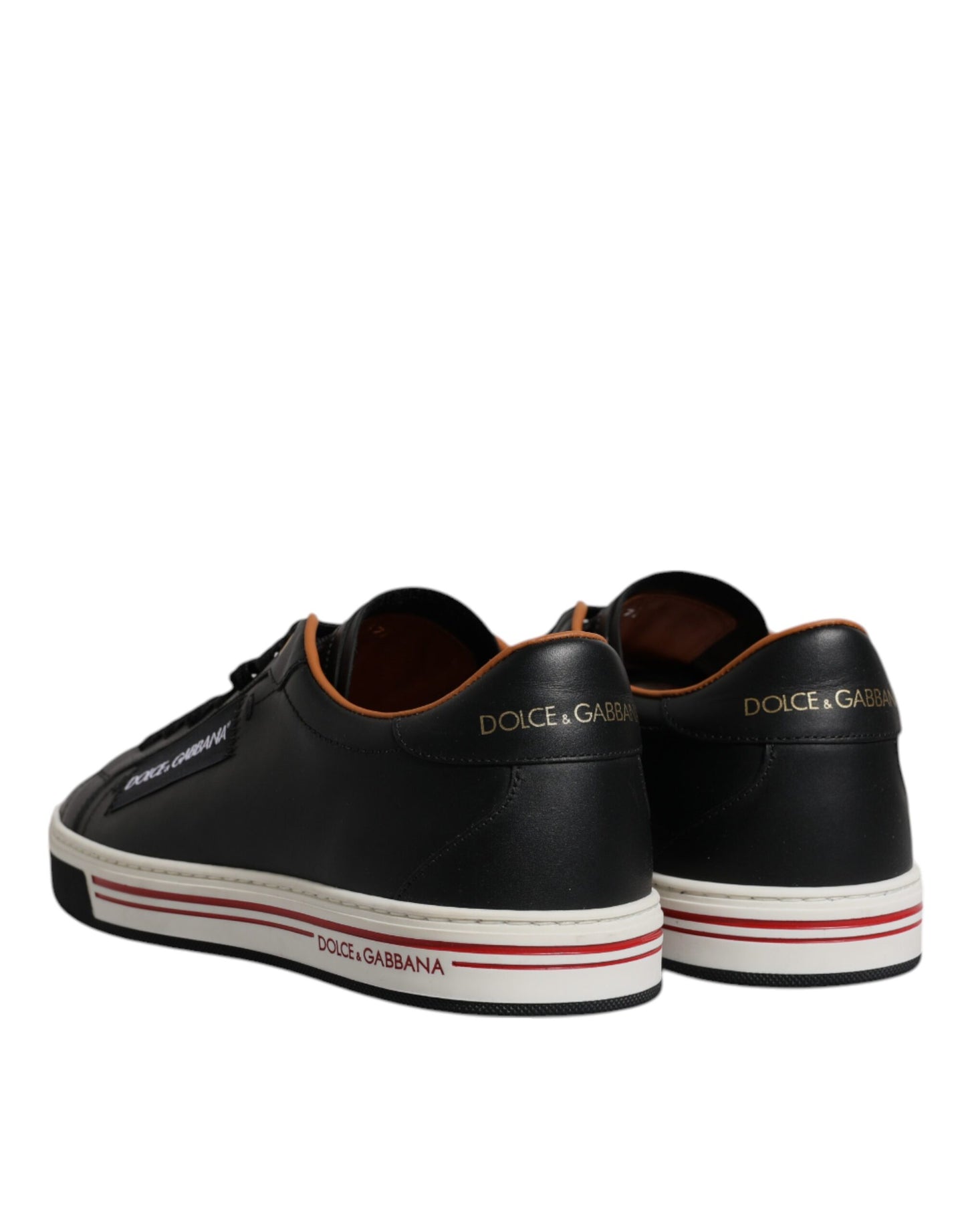 Dolce & Gabbana Black Leather Low Top Men Sneakers