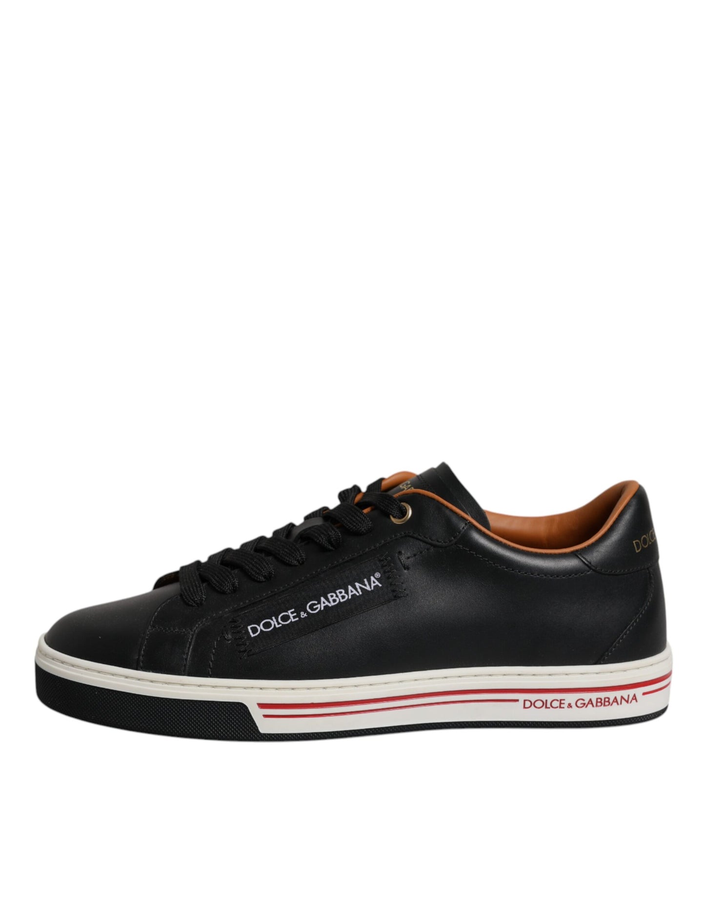 Dolce & Gabbana Black Leather Low Top Men Sneakers