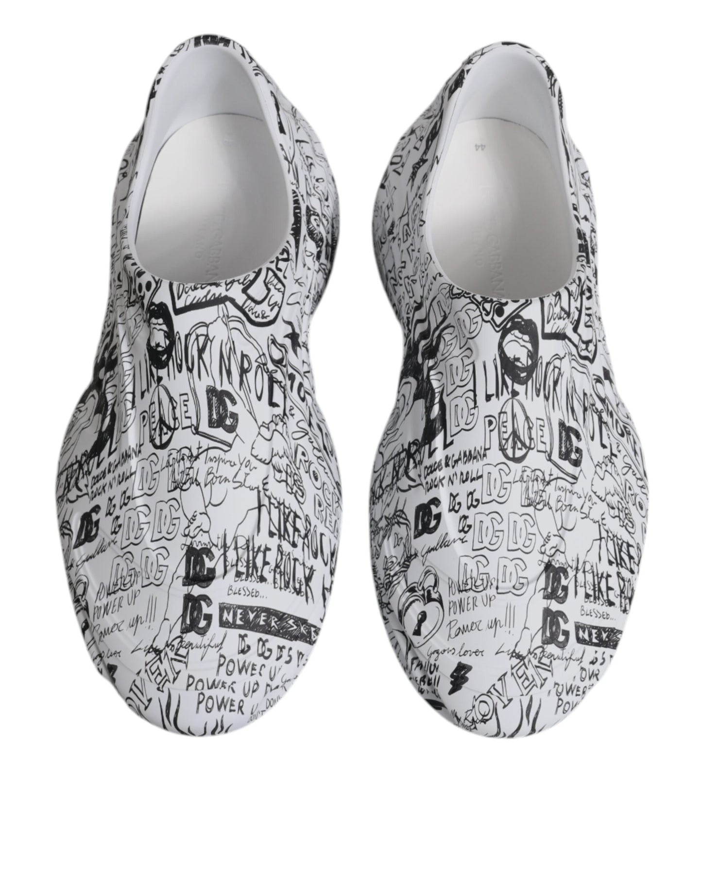 Dolce & Gabbana White Black Graffiti Daymaster Sneakers