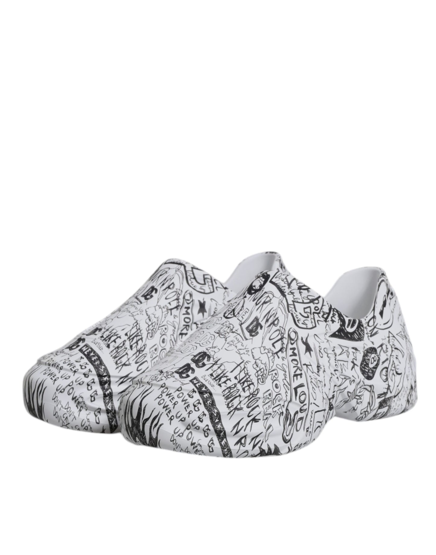Dolce & Gabbana White Black Graffiti Daymaster Sneakers