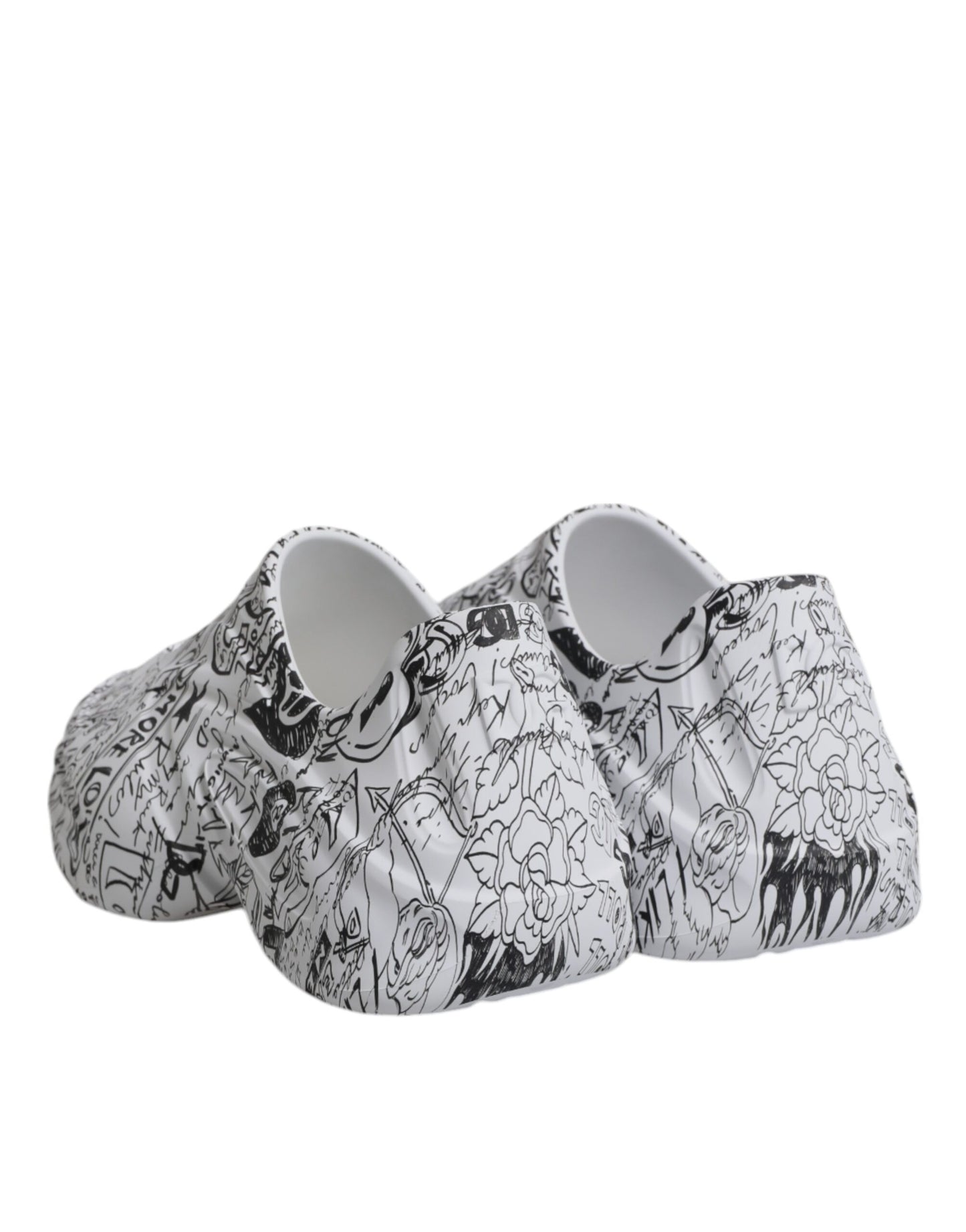 Dolce & Gabbana White Black Graffiti Daymaster Sneakers