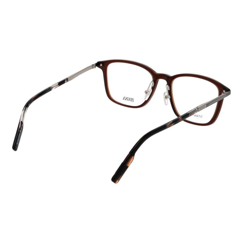 Ermenegildo Zegna Brown Men’s Optical Glasses – Square Frame, 53mm