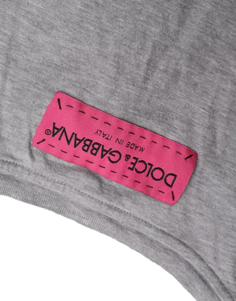 Dolce & Gabbana Gray Cotton L'Amore E' Bellezza Top T-shirt