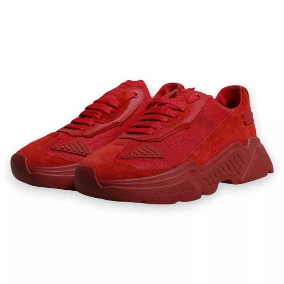Dolce & Gabbana Red Leather Daymaster Low Top Sneakers