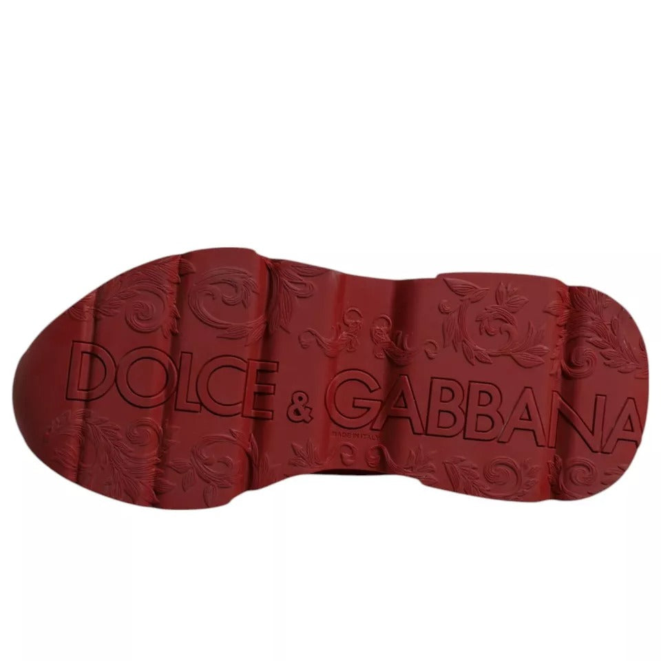 Dolce & Gabbana Red Leather Daymaster Low Top Sneakers