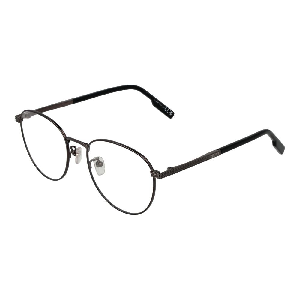 Ermenegildo Zegna Men’s Optical Glasses – Gunmetal Round Frames, 52mm