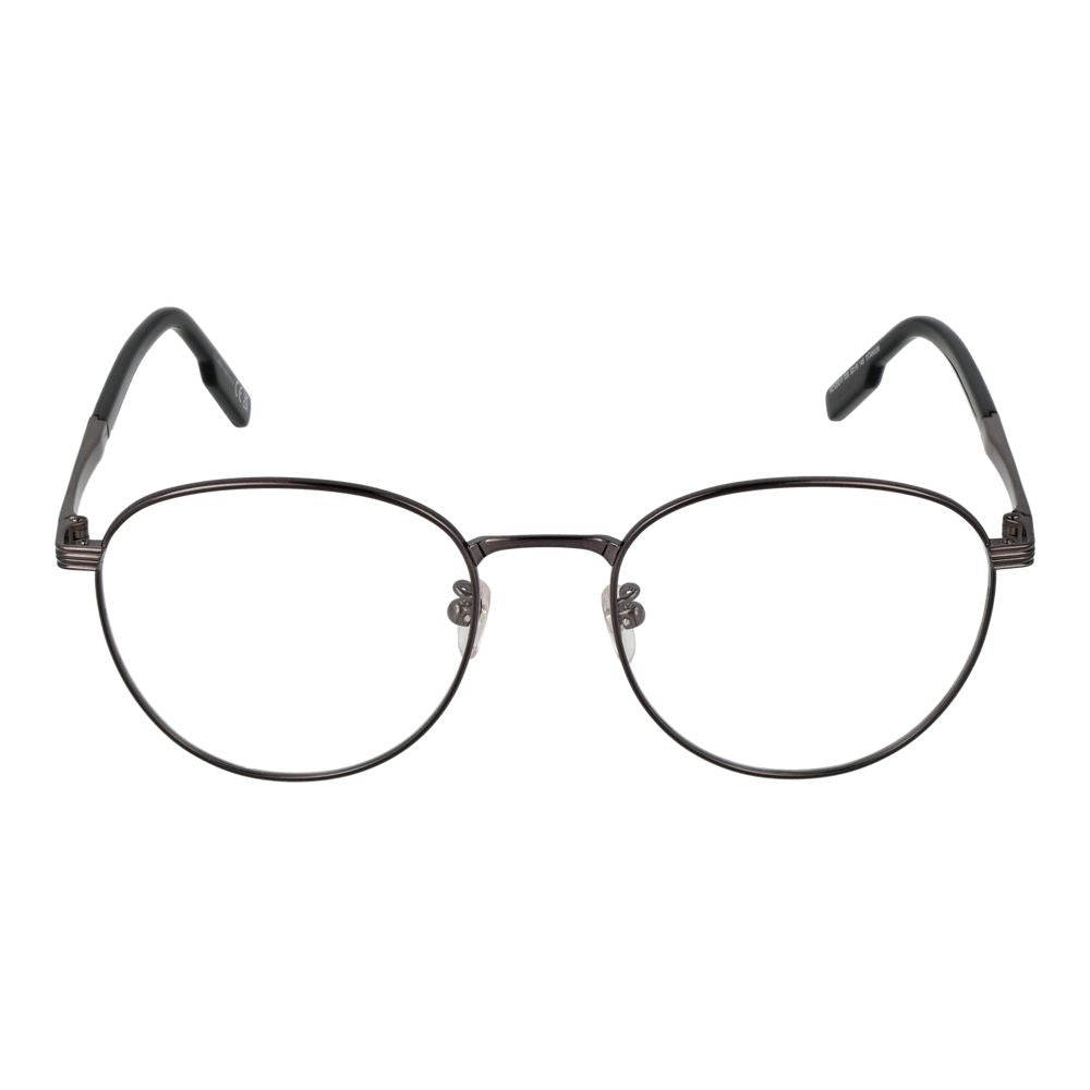 Ermenegildo Zegna Men’s Optical Glasses – Gunmetal Round Frames, 52mm